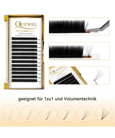 Quewel Self-Fan L Curl Volume Eyelashes - 0.05 Strength Mix 8-15mm | Easy Lash Extensions for Flawless Looks - Buy Online on GoSupps.com
