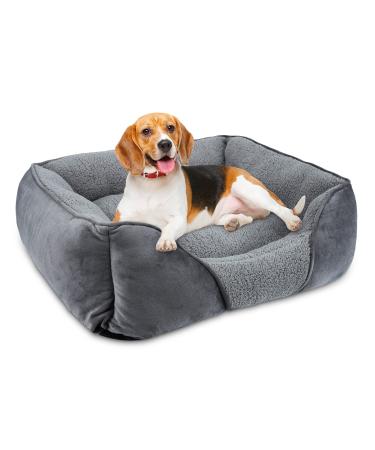 AIPERRO Dog Bed for Large Medium Small Dogs Machine Washable Rectangle Dog Bed Orthopedic Calming Dog Sofa Bed Soft Sleeping Puppy Dog Beds Breathable Cuddler Pet Bed with Anti-Slip Bottom M(25''x21''x8'')