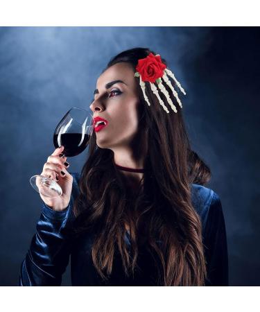 Skeleton Hair Clip - Horror Gothic Skull Hair Barrettes Claws | Halloween Nonslip Hairpin Zombie Punk Rock Horror Hair Clip for Women Girls Hair Accessories Fovolat Red - Buy Online on GoSupps.com
