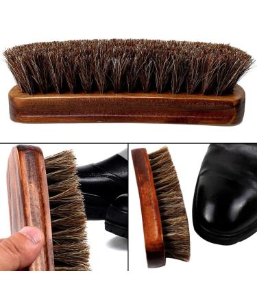 kuou Waxun Premium Horsehair Brushes Soft Shoe Brush with Natural Horsehair for Boots Shoes Furniture Car Seats Interiors Sofas (Shine Buff Polish) - Buy Online on GoSupps.com