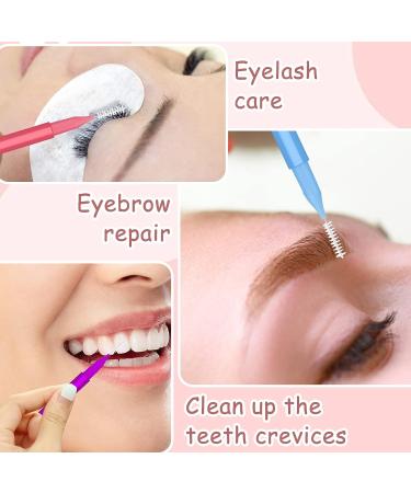 100Pcs Micro Eyebrow & Eyelash Comb Brush with Cap - Multifunctional Brow Lamination Spoolies for Eyebrows - Portable Brow Brushes for Extensions (5 Colors) - Buy Online on GoSupps.com