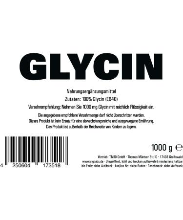 Glycine Powder 100% Pure - 1000g Amino Acid No Additives Vegan Includes Measuring Spoon Premium Quality for International Shipping - Buy Online on GoSupps.com