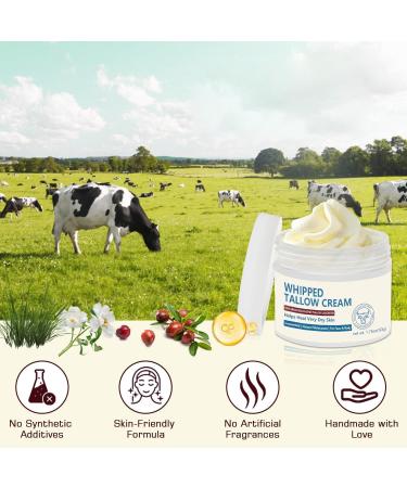 Beef Tallow Beef Tallow Skincare Cream Beef Tallow Face Moisturiser 100% Grass Fed Beef Tallow for Skin Care - Natural Handmade Lotion Whipped Beef Tallow Cream for Face & Body Sensitive Skin - Care for Sensitive Skin - Buy Online on GoSupps.com