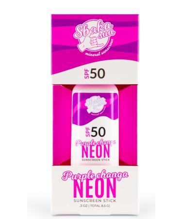 Mineral Sun Protection Pen SPF 50+ Natural Zinc Oxide Sun Cream Neon Purple + Pink + Green for Children and Adults (Neon Purple)