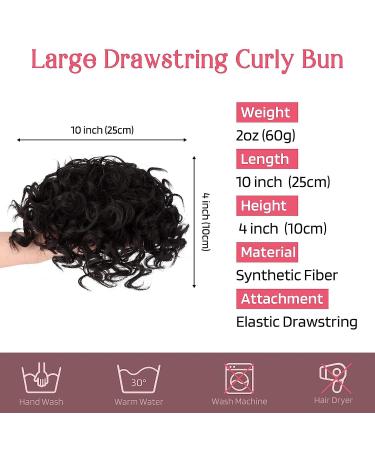 Rpeixya Hair Part Bun with Elastic Cord - Stylish Curly Ponytail Chignon for Women - Brownish Black Color - Buy Online on GoSupps.com