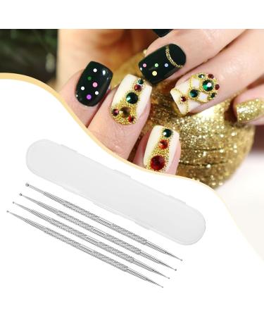 KMZ 4 Pcs Stainless Steel Nail Art Kit - Professional Ball End Dotting Pen & Brushes for Rhinestone & Polymer Clay Designs - Buy Online on GoSupps.com