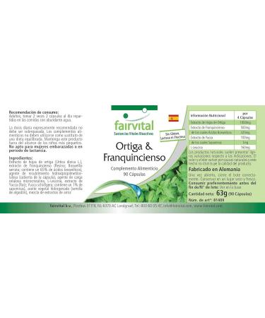 Fairvital | Nettle and incense - 20 days - VEGAN - Highly dosed - 4000mg of Nettle Leaf Extract per daily dose - 90 capsules - Boswellia serrata with at least 65% boswellic acids. - Buy Online on GoSupps.com