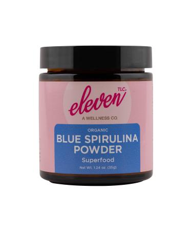 Eleven TLC Organic Blue Spirulina Powder Flavorless Superfood Vitamins + Minerals Espirulina Azul en Polvo Plant Protein Non-GMO Non Messy Glass Jar 1.24 Ounce 35 Servings 4 Ounce (Pack of 1)