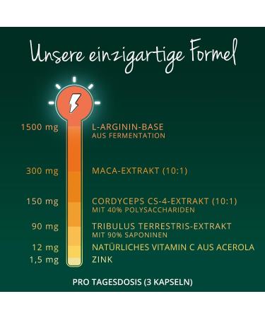 L-Arginine Plus Vegavero | 270 Vegan Capsules | L-Arginine Maca Cordyceps Tribulus Zinc | High Dose Booster for Active Men | No Additives - Buy Online on GoSupps.com