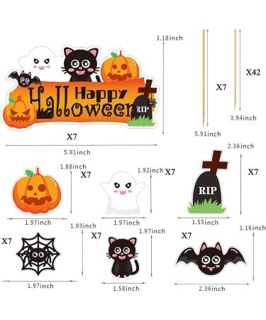 49 Pcs Halloween Cake Toppers Happy Halloween Party Decoration Supplies DIY Cartoon Cupcake Toppers Pumpkin Ghost Cake Flag Kids Birthday Favors (A) - Buy Online on GoSupps.com