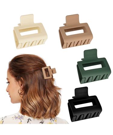MuForu 4 Pack Hair Clips 2 Small Non Slip Hair Claw Clips Matte Rectangle Hair Clips for Women and Girls Cute Square Jaw Clips Multicolor Hair Styling Accessories for Thin and Medium Thick Hair C 2 Inch