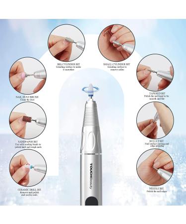 TOUCHBeauty Electric Nail Files 8 in 1 Electric Nail Drill 5 Adjustable Speeds 30000 RPM 8 Drill Bits Professional Electric Manicure & Pedicure Kit for Acrylic Nails Gel DIY Salon Manicure Set Silver - Buy Online on GoSupps.com