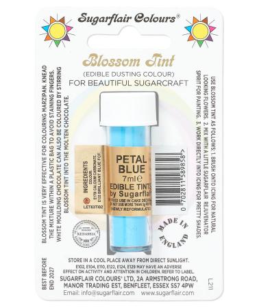 Sugarflair Petal Blue Blossom Tint Food Colouring and Dusting Powder Matt Finish Brush On or Mix with Rejuvenator Spirit to Create a One of A Kind Cake - 7ml