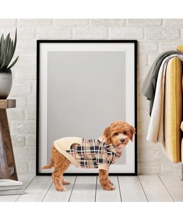 EXPAWLORER Plaid Dog Hoodie - British Style Soft Sweater Warm Dog Sweatshirt with Dog Lead Hole Hooded Cold Weather Clothes Outfits Winter Coat for Small Medium Large Dogs M Beige - Buy Online on GoSupps.com