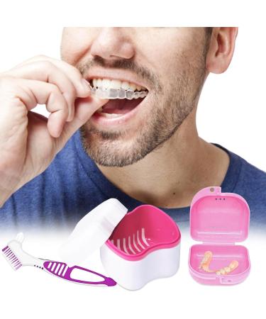 Buy Portable Denture Storage Box - Presses Container with Sieve for Travel | Red & Pink Prosthesis Cleaner - Buy Online on GoSupps.com