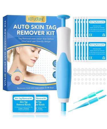 Auto Skin Tag Remover Kit for Face & Body Upgraded Fast and Easy Removal Pen for Small to Large Size 2mm-8mm Safe and Painless Clear Skin Tag & Mole with 40 Removal Bands & 10 Cleansing Wipes
