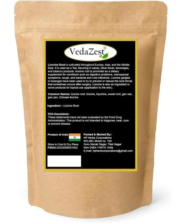VedaZest Natural Licorice Root (100g) Non-GMO Dried & Pure Licorice Root Tea Mulethi for Digestion Skin Health Hair & Face - Buy Online on GoSupps.com