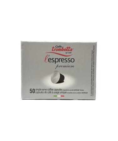 50 Capsules L'Espresso Premium Caffe Trombetta - Single Serve Capsules for Nespresso Brewers