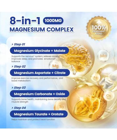 Magnesium Complex 8 Forms of Elemental Magnesium for Maximum Absorption 1000mg High Potency Formula Supports Bones Muscles & Overall Well-Being Non-GMO 90 Capsules - Buy Online on GoSupps.com