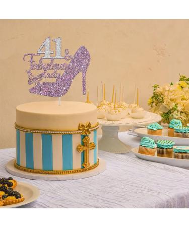 Tenhaisi Purple Sliver Glitter 41 & Fabulous Lady Cake Topper Happy 41st Birthday Party Decoration Cheers to 41 Years 41 & Fabulous Birthday Wedding Celebration/Anniversary Party Supplies - Buy Online on GoSupps.com