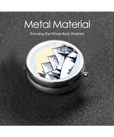 White Snowy Mountains Round Pill Box - 3 Compartment Travel Organizer for Easy Medication Management - Buy Online on GoSupps.com