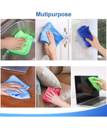 ovwo 12Pcs Premium Microfiber Cleaning Cloth Set - Highly Absorbent, Lint Free, Scratch Free, Reusable - Ideal for Kitchen Towels, Dish Cloths, Dusting, Household Cleaning - Buy Online on GoSupps.com