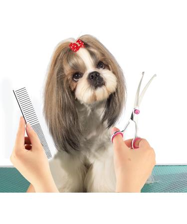 Professional Curved Dog & Cat Grooming Scissors Set - Pink Stainless Steel with Pet Comb | International Shipping - Buy Online on GoSupps.com