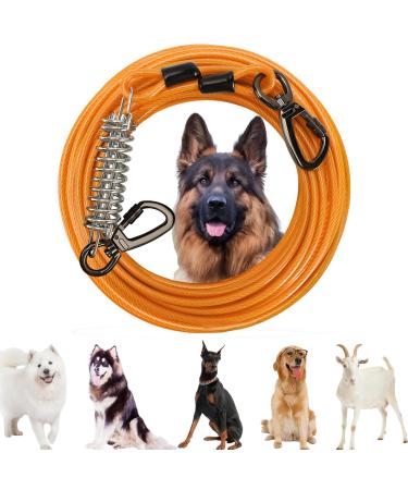 Tie Out Cable for Dogs 50ft Dog Leash for Large Dogs Long Dog Leash 1007 lbs Dog Leads for Yard Chew Proof Heavy Duty Dog Tie Out Cable for Large Dogs Durable Dog Runner Tether Line for Outdoor Orange