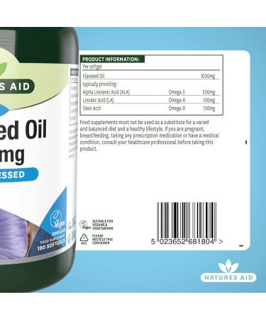 Natures Aid Flaxseed Oil Softgel Capsules 1000 mg - 120 Count - Pack of 1 - Buy Online on GoSupps.com