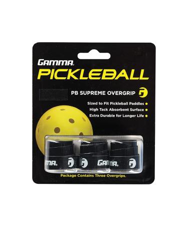 Gamma Sports Pickleball Supreme Overgrip, Easy to Apply Grip Tape for Pickle Ball Paddles, Badminton, Squash - Replacement Tacky Over Wrap Bands Black