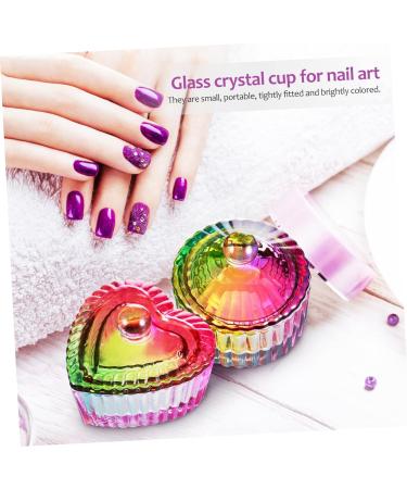 FOMIYES 10 Pcs colorful crystal cup stained containers shot glass with lid acrylic nails Rainbow Glass Crystal Acrylic glass bowls with lids glassware dappen dish with lid - Buy Online on GoSupps.com