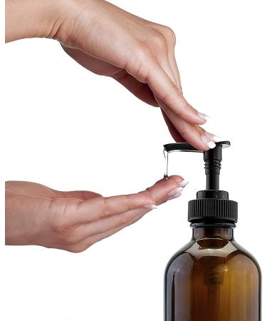 8oz Amber Glass Pump Bottles (4-Pack) - Boston Round for Lotion - Black Plastic Pumps - Empty - Buy Online on GoSupps.com