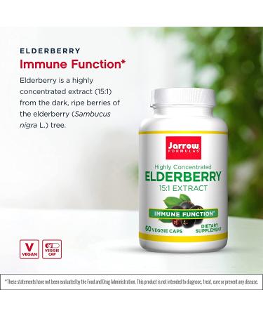 Jarrow Formulas Elderberry Extract 60 Veggie Caps - High Concentration Immune Support - Buy Online on GoSupps.com