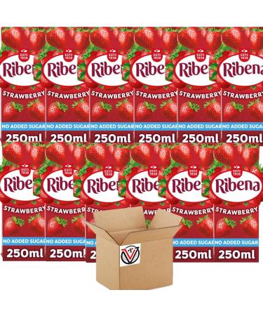 Ribenaa No Added Sugar Strawberry Juice Drink Carton with sweeteners 250ml (12 Cartons)