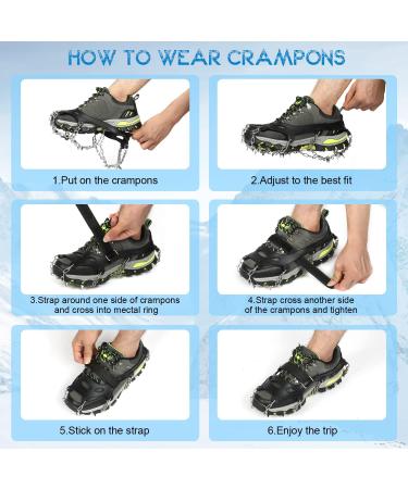 SKSTYLE Crampons: 19-Spikes Ice Cleats for Hiking Boots - Snow Grips for Men, Women, and Kids - Ideal for Hiking, Fishing, Climbing, and Mountaineering - Black (Large) - Buy Online on GoSupps.com