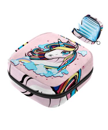 Portable women's binding-up bags menstrual cup bags feminine menstrual insert pocket for teenage girls tampons for the first period pretty unicorn animal multicolored 06