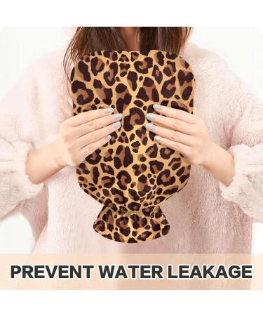 Leopard Print Hot Water Bottle with Cover - 1L Pain Relief Bag for Bed Hands & Feet | BPA Free International Shipping - Buy Online on GoSupps.com