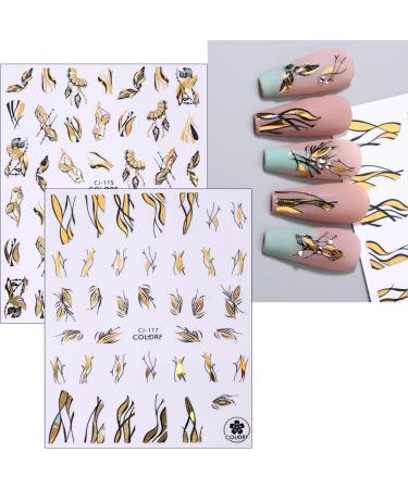 JMEOWIO 8 Sheets Moon Star Sun Nail Art Stickers Decals Self-Adhesive Black Gold Nail Supplies Nail Art Design Decoration Accessories - Buy Online on GoSupps.com