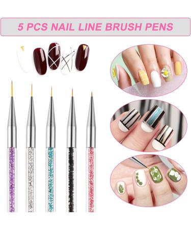 Hanyousheng 5pcs Double Ended Nail Art Brushes and Dotting Tools Set for DIY Nail Designs - Buy Online on GoSupps.com