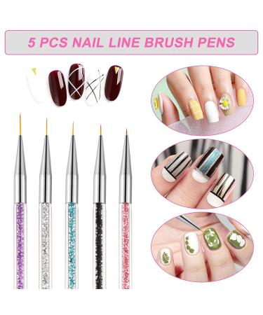 Sularpek 5 Pcs Double Ended Nail Art Brushes Set | Liner Brushes, Dotting Tools & Painted Pen for DIY Nail Designs - Buy Online on GoSupps.com