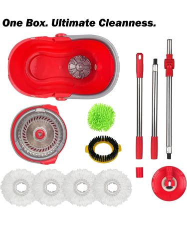 HAPINNEX Spin Mop and Bucket Set - Home Kitchen Floor Cleaning - Wet/Dry Usage on Hardwood & Tile - Self-Balanced Wringer System - 2 Microfiber Mop Heads - Buy Online on GoSupps.com