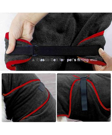 BB Extra Absorbent Dog Hand Towel - Fast Drying Bath Towel for Large Dogs & Cats with Adjustable Straps - XL Black - Buy Online on GoSupps.com