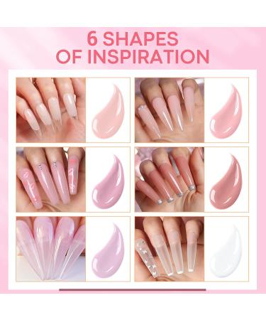 Modelones Poly Nail Gel Kit - 6 Colors Builder Gels Extension Gel Kit with Slip Solution - Professional All-in-One French Pink Set - Buy Online on GoSupps.com