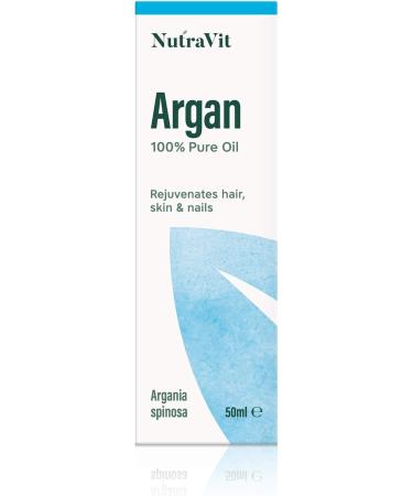 NutraVit - Moroccan Argan Oil | 100% Pure Argan Oil (Argania spinosa) - 50ml - Argan Oil for Hair Skin Face & Nails - from Morocco - Virgin Cold Pressed Deodorised Hexane-Free & Vegan Morrocan Argan - Buy Online on GoSupps.com