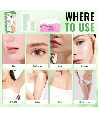 Wax Strips for Body Hair Removal | 120 Strips + 8 Oil Wipes | Dual Sided Bikini & Brazilian Wax Kit for Men & Women - Odourless & Skin-Friendly - Buy Online on GoSupps.com