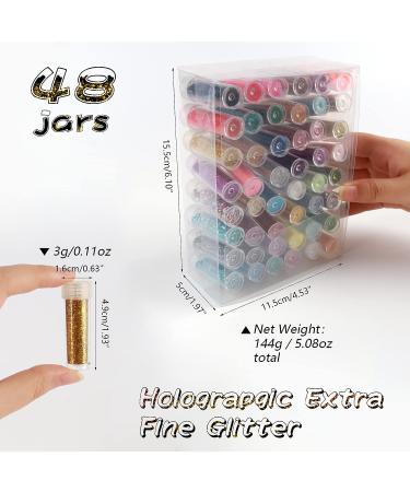 48 Jars Face & Eye Glitter Set - Assorted Colors Nail, Body, Hair Art Fine Loose Chunky Glitter - Buy Online on GoSupps.com