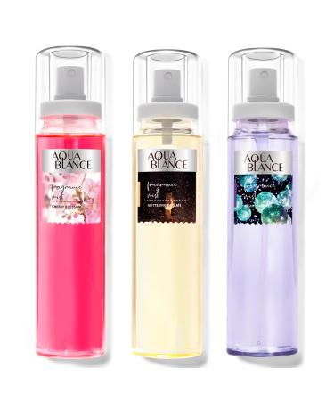 AQUA BLANCE Body Spray Fragrance Mist for Women Pack of 3 Each 3.9 Fl Oz Total 11.7 Fl Oz Cherry Blossoms