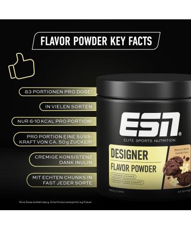 ESN Designer Flavor Powder 250g - Black and White Vanilla | Low-Calorie Sugar-Free Sweetening | Premium Quality Made in Germany - Buy Online on GoSupps.com