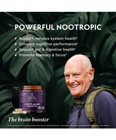 TRIBE ORGANICS Lion's Mane Supplement 1800mg Mushroom Extract Powder - Immune System Booster & Brain Nootropic - 120 Vegan Capsules - Buy Online on GoSupps.com