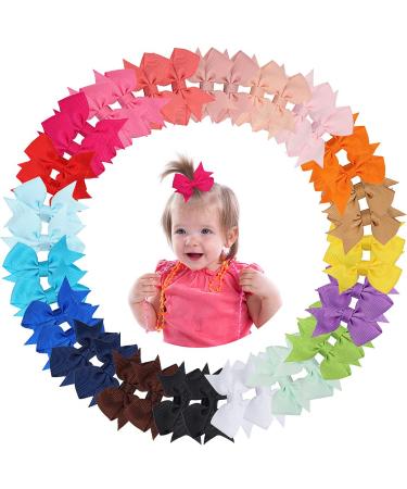 40Pieces Baby Girls Hair Clips ZTMY 2" Grosgrain Ribbon Hair Bows Mini Hair Barrettes Alligator Clips Hair Accessories for Baby Girls Toddlers Kids-20 Colors